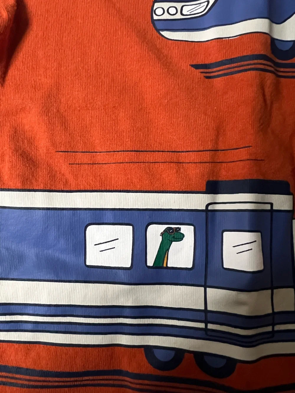 Carter's Deep Orange Baby Tee with Dino’s Hidden Dino Fun Thermal Sleeve 6M